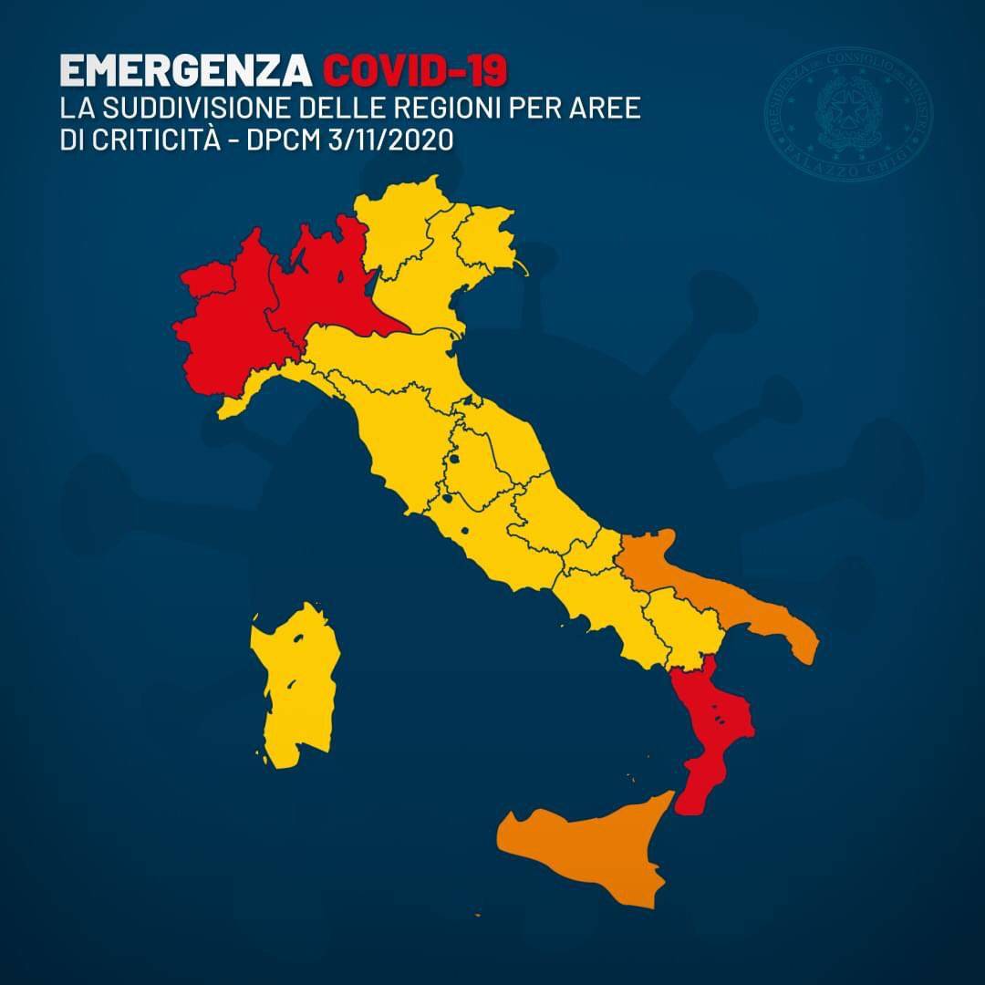 Emergenza Covid19, ecco il nuovo DPCM! Italia divisa in tre zone