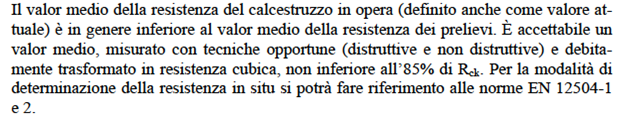 Valore medio resistenza calcestruzzo