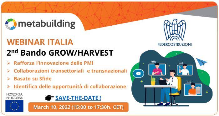 Al via il 2° bando Grow/Harvest del progetto Metabuilding 
