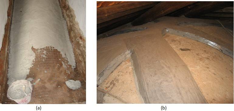 Rinforzo estradossale di volta mediante varie tecniche