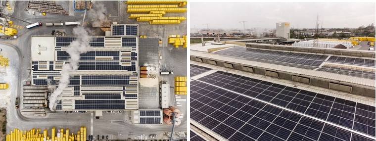 Foto: L’impianto fotovoltaico dello stabilimento Xella Italia di Pontenure (PC)