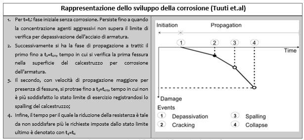 Rappresentazione dello sviluppo della corrosione (Tuuti et.al)