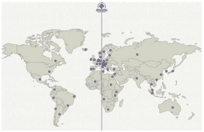 Mappa della provenienza dei partecipanti al Premio dalla sua fondazione