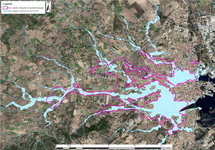 Mappatura delle aree di allagamento condotta dal Comune di Olbia e da Regione Sardegna