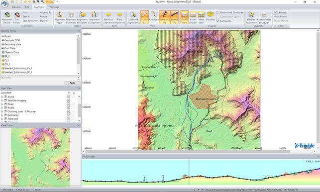 Il software Trimble Quantm e le diverse alternative di tracciato