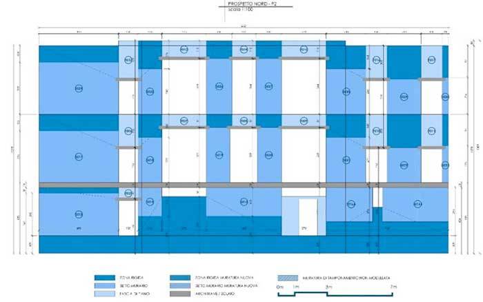 Definizione delle regioni in continuo di una parete della Scuola Primaria Mario Musso di Saluzzo, secondo il Modello del Telaio Continuo.