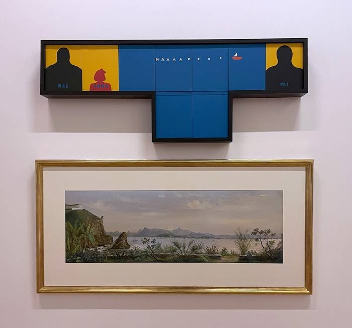 Un mio scatto di un allestimento della Pinacoteca di San Paolo per la sezione “corpo e territorio” in cui vengono messi a confronto due diversi linguaggi per la rappresentazione di un paesaggio.