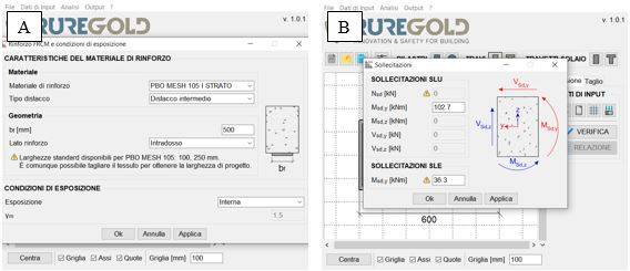 Esempi di calcolo con i software per il progetto dei rinforzi strutturali con i Sistemi FRCM Ruregold
