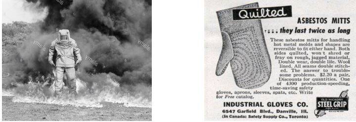 Esempi di usi di amianto nell’industria tessile.