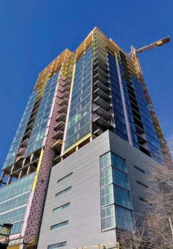 Ascent, Milwaukee, USA, 86,5 metri e 25 piani, dovrebbe diventare il nuovo edificio in legno più alto del mondo quando sarà completato nell'agosto 2022. © C. D. Smith Construction.