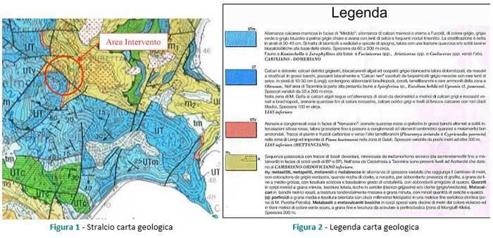 Castelmola: Stralcio carta geologica
