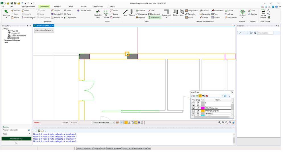 Esempio di inserimento pilastri su planimetria CAD