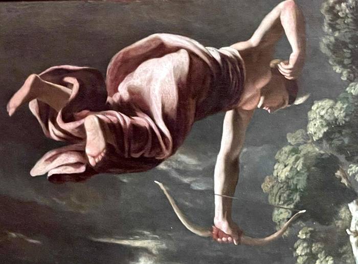 Dettaglio de “La morte di Chione” mirabile olio su tela di Nicolas Poussin dipinto nel 1622 e tematicamente tratto dal XI Libro delle “Metamorfosi” di Ovidio.