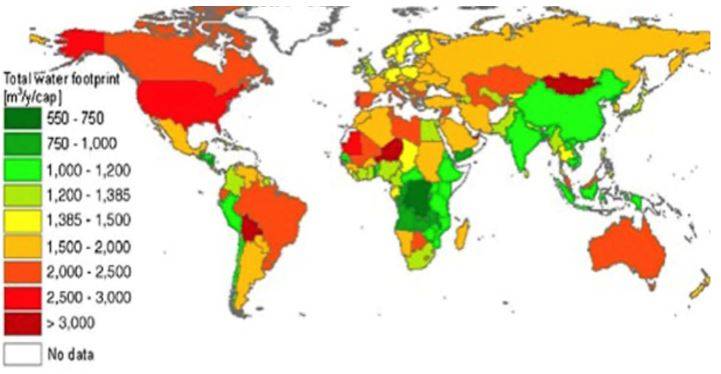 Consumo idrico pro capite nel mondo