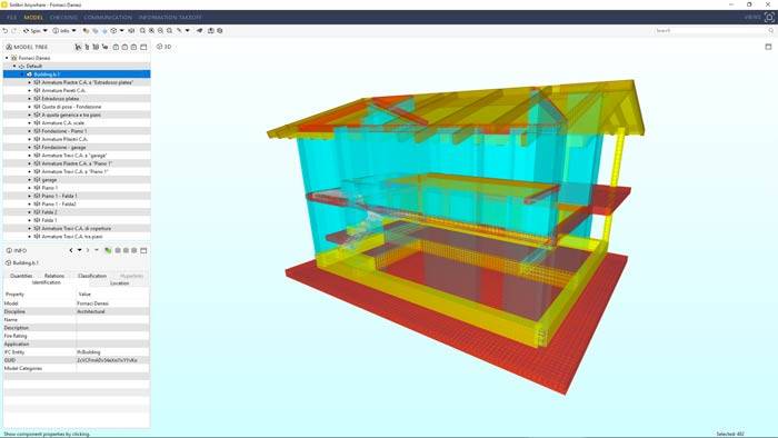 Visualizzazione IFC esportato da Sismicad 12.16 in Solibri Model Viewer