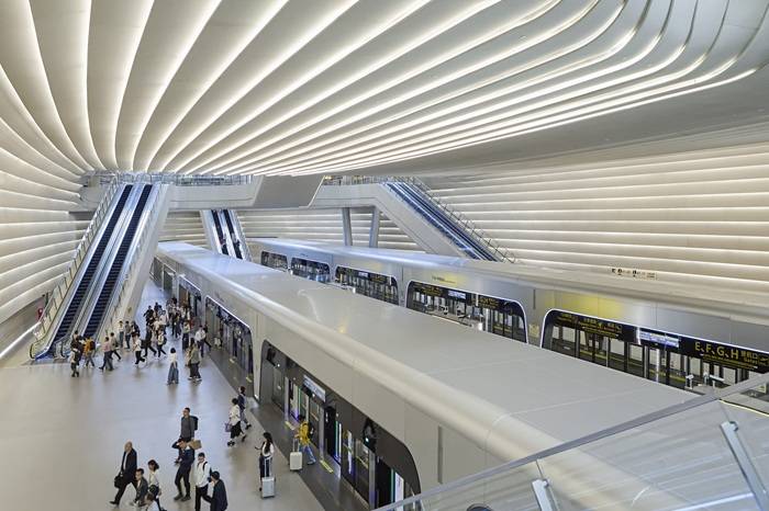 Terminal dell'aeroporto di Chongqing in Cina.