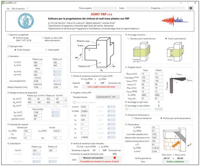 JOINT FRP: software ReLUIS per la progettazione di interventi con FRP per nodi trave-pilastro in c.a.