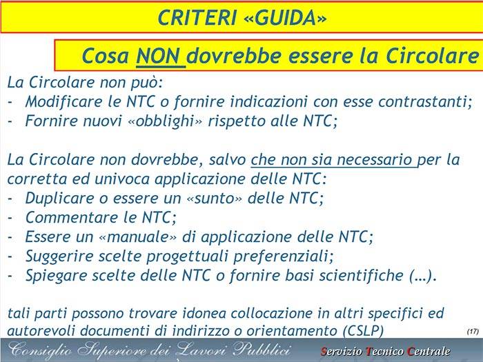 Che cosa non è la circolare NTC