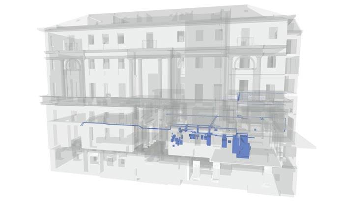 modello BIM degli impianti per Palazzo Tarsis