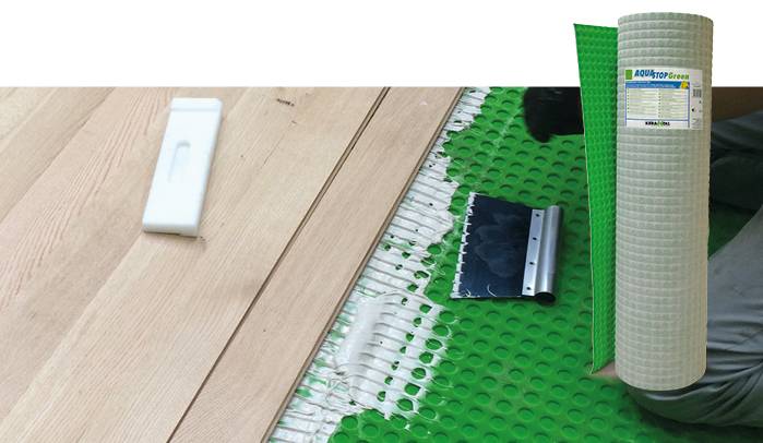 Aquastop Green per una posa sicura del parquet su fondi umidi e senza barriera al vapore