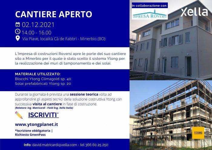 Cantieri aperti: giovedì 2 dicembre 2021 l'appuntamento di Xella Italia