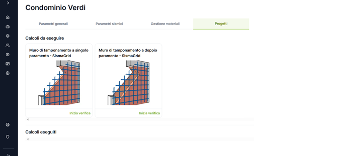 Schermata all’interno di un singolo progetto da cui è possibile iniziare una nuova verifica