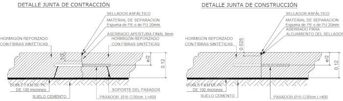 Pavimentazione in cls a basso spessore: Particolari dei giunti di costruzione e contrazione