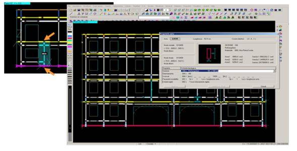 Esempio di schematizzazione a telaio equivalente di una parete in muratura