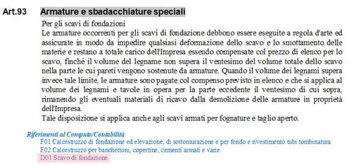 Capitolato speciale d’appalto con riferimenti agli articoli del prezzario