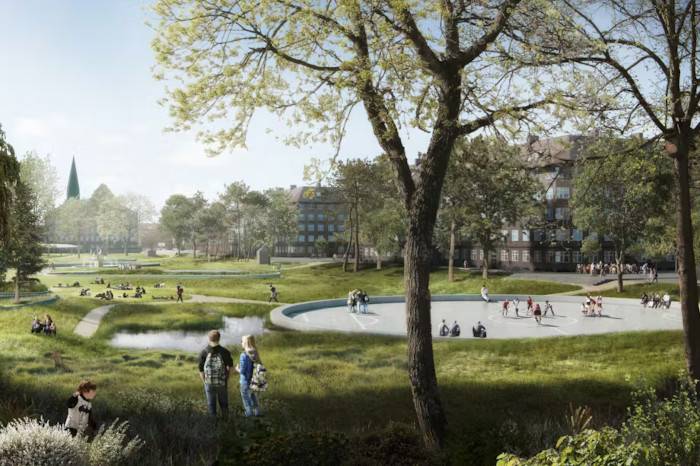 Il parco di Hans Tavsens in condizione ambientali normali Copenaghen
