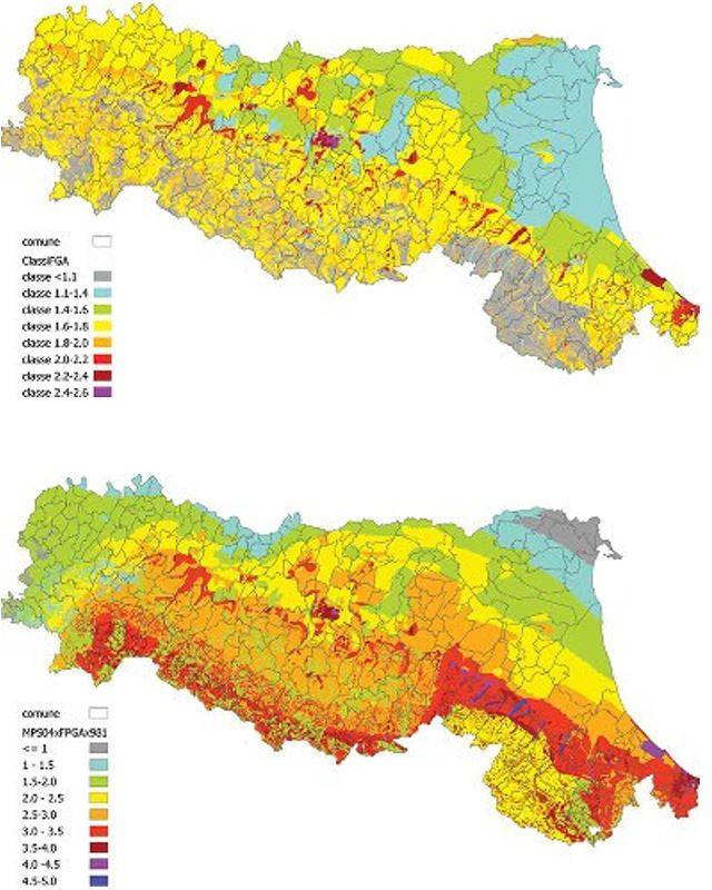 Mappe di ampliﬁcazione lito-stratigraﬁca prodotte da RER