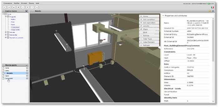 Applicazione FM over BIM come appariva nel 2016
