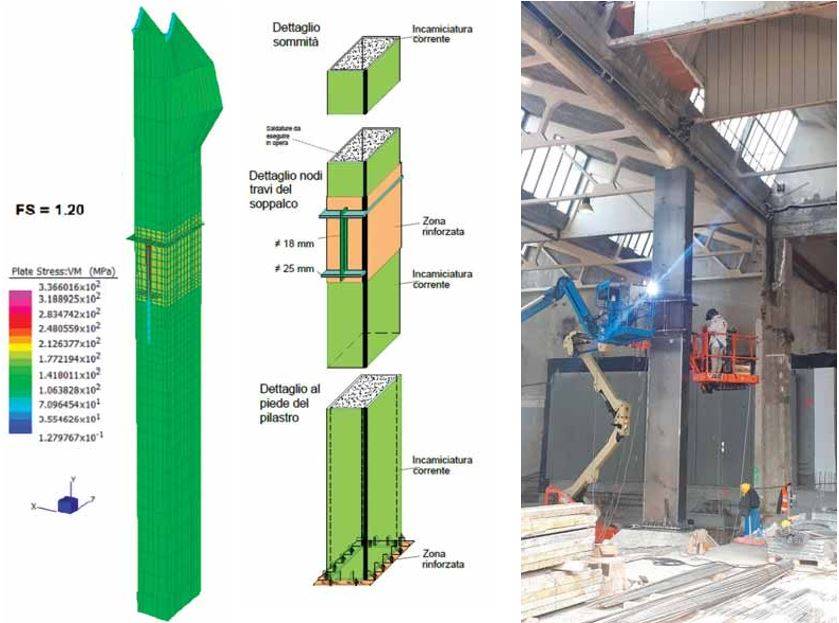 Fig. 5 | Analisi instabilità - Fig. 6 | Schema incamiciature - Fig. 7 | Fase di saldatura in opera