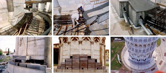 applicazione alla Torre di Pisa di un contrappeso