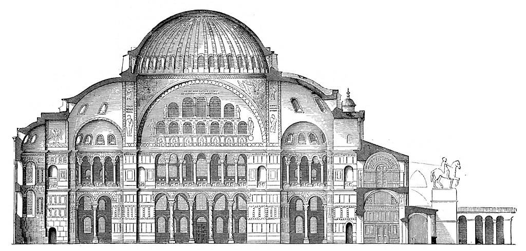 Sezione trasversale di Santa Sofia, ricostruzione (1908)