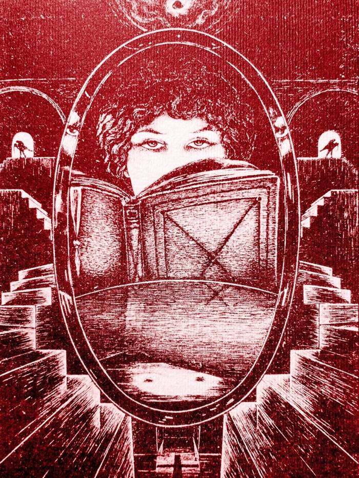 L’immagine è una mia elaborazione cromatizzata a sangue dell’illustrazione realizzata nel 1921 dal grande Alberto Martini, per il racconto “Morella” di Edgar Alla Poe.