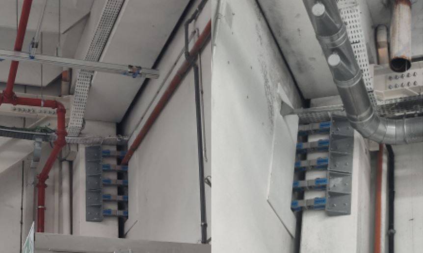 Installazione Sismobox per mitigare l’effetto di martellamento in un giunto strutturale di un capannone