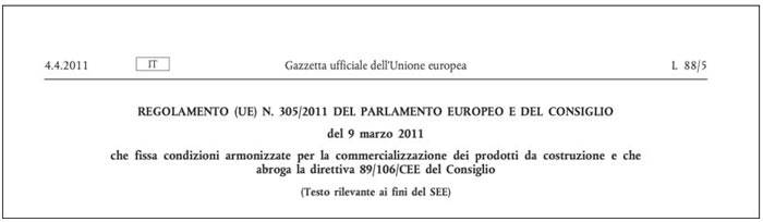Regolamento UE N. 305/2011