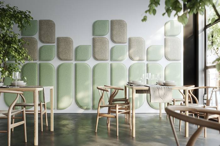 Isolspace Flora Wall ambientata in un ristorante.