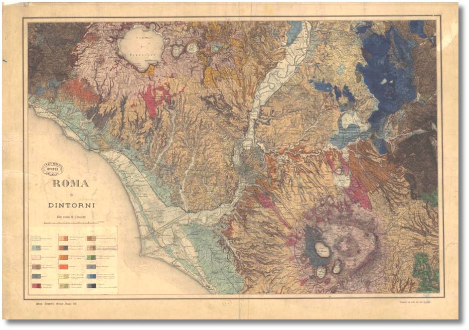 Foglio del Real Servizio Geologico: Roma e Dintorni, scala 1: 100.000 – 1886.