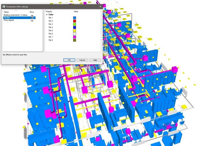 Con visualizzatori IFC di alta qualità come DDScad Viewer, gli oggetti possono essere evidenziati o nascosti utilizzando filtri di visualizzazione.