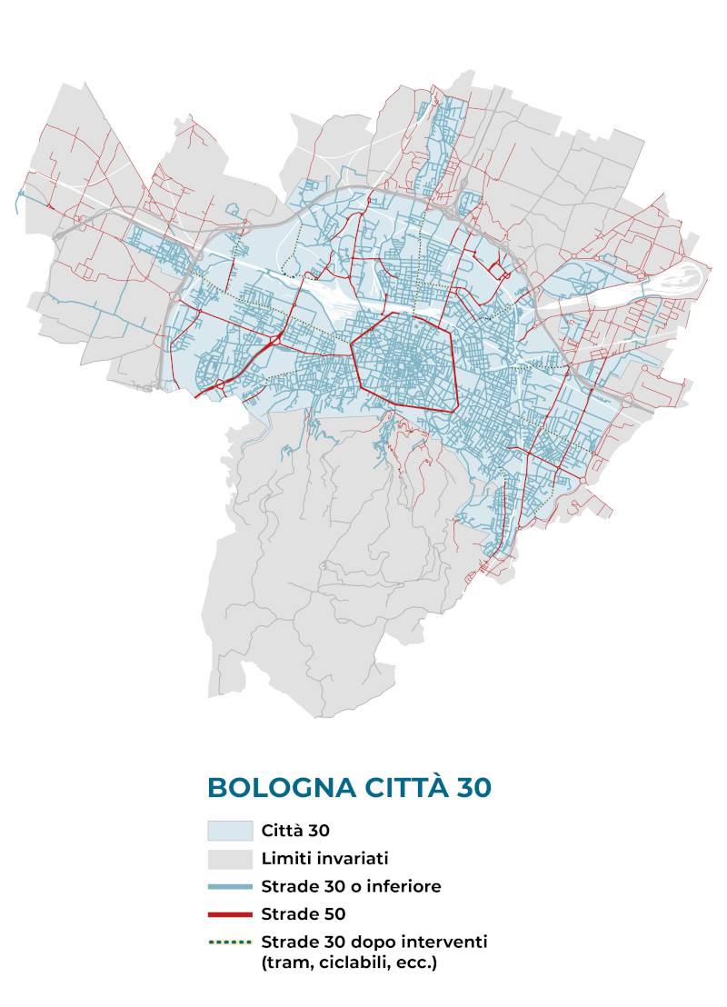 Mappa del traffico Bologna Città 30