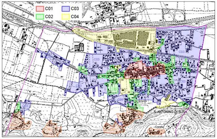 Estratto cartografia – Identificazione dei comparti nel Comune di Sant’Antonino di Susa