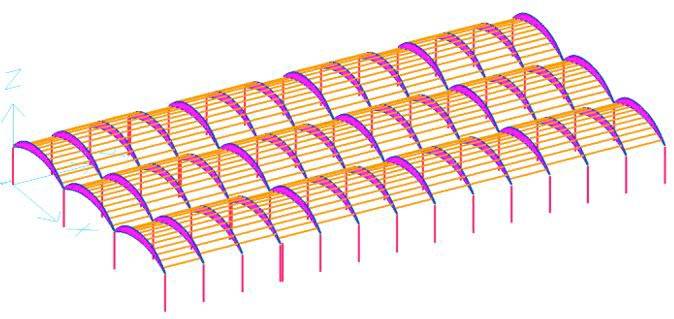 Modello tridimensionale del capannone nel CAD 3D Struttura di DOLMEN
