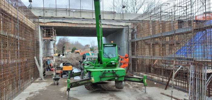 Accessori del “Sistema Penetron” posizionati durante la realizzazione del sottopasso stradale