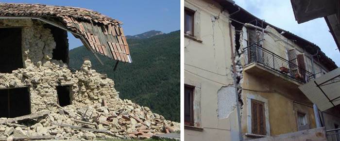 cesempio di case danneggiate nel terremoto di ACCUMULI