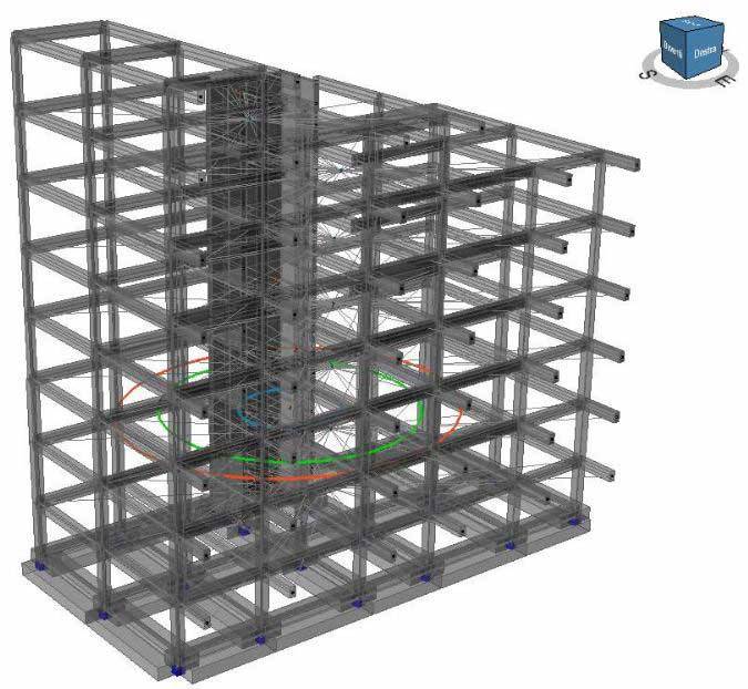 Schema statico modellato con TRAVILOG di un edificio esistente in calcestruzzo armato