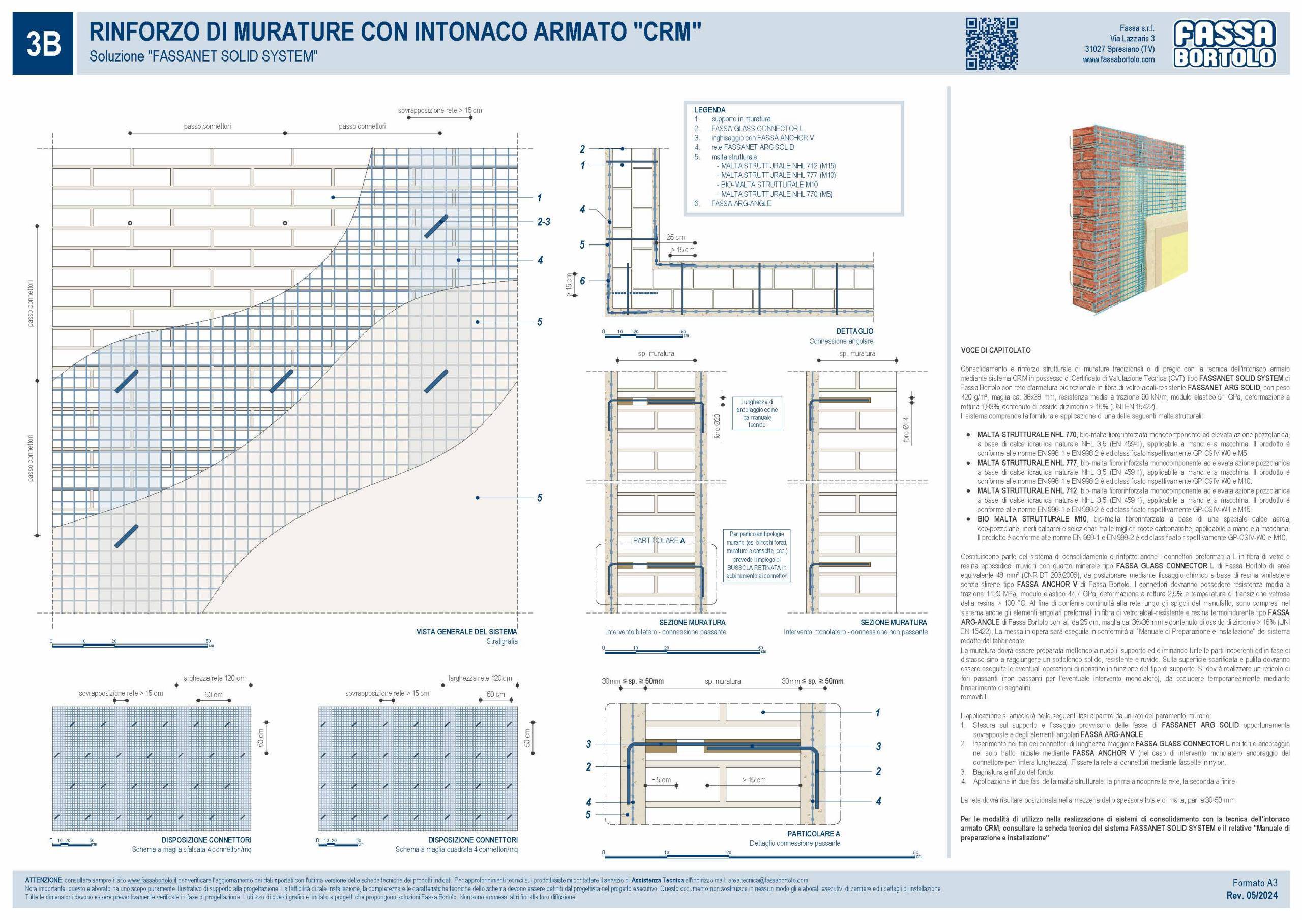 Consolidamento e rinforzo strutturale: esempio di Tavola DWG per un sistema CRM Fassa Bortolo