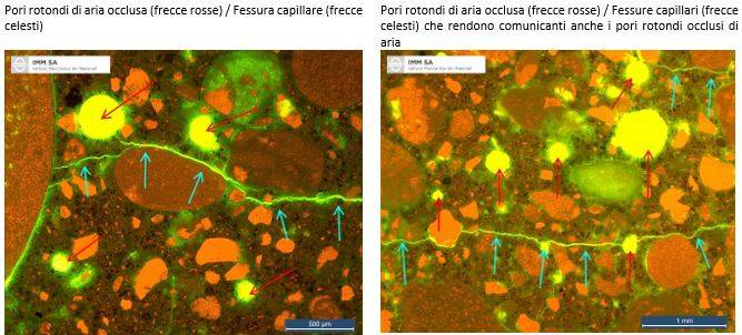 Immagini di porosità capillare del calcestruzzo