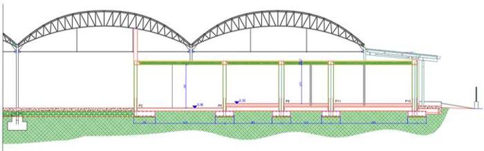 Sezione del capannone in acciaio